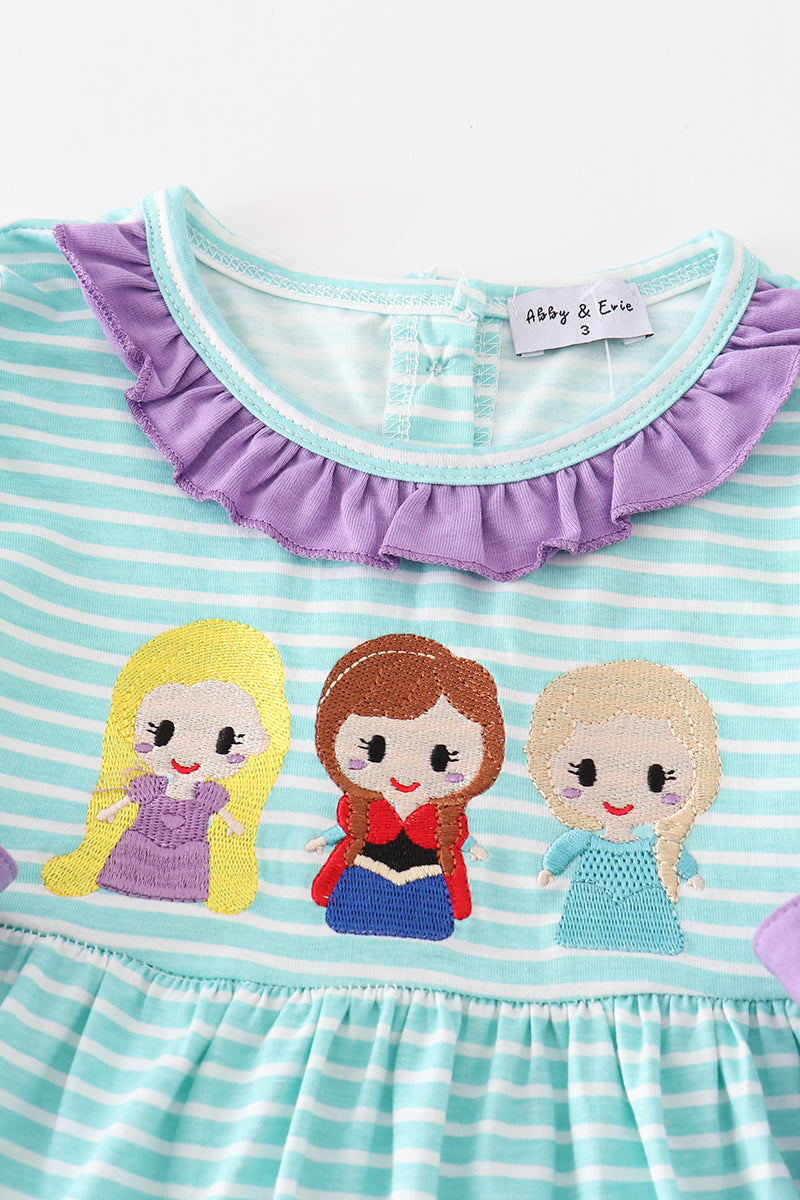 Abby & Evie - Princess Embroidery Girl Romper