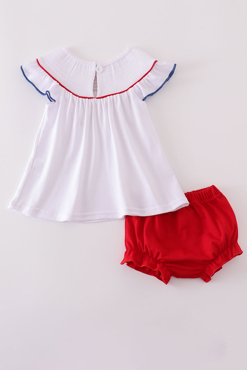 Abby & Evie - Flag Embroidery Bloomer Set