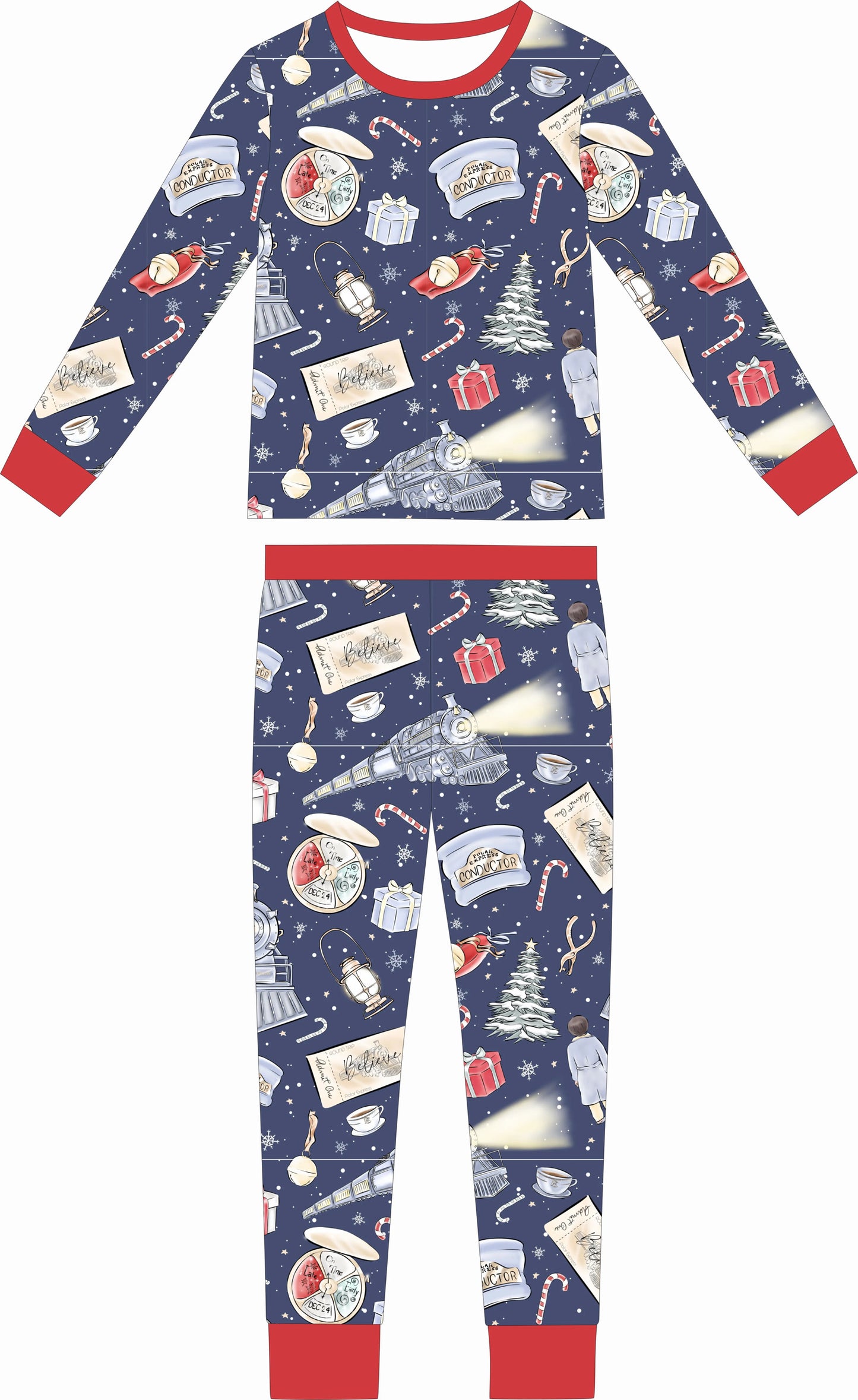Max and Pippa | Train Express Bamboo Christmas Two Piece Pajama Set