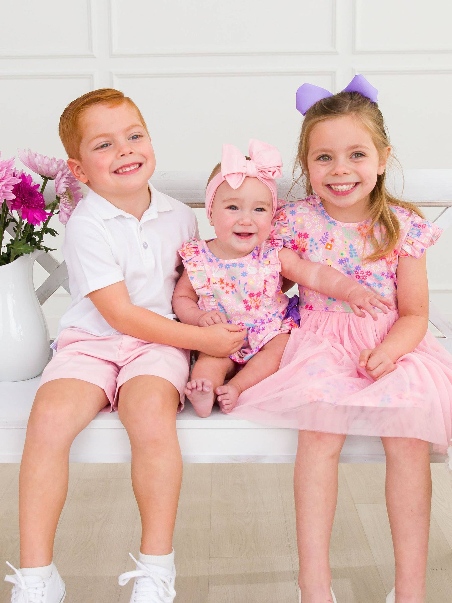 RuffleButts + RuggedButts - Baby Girls Bunny and Friends Tank Waterfall Romper