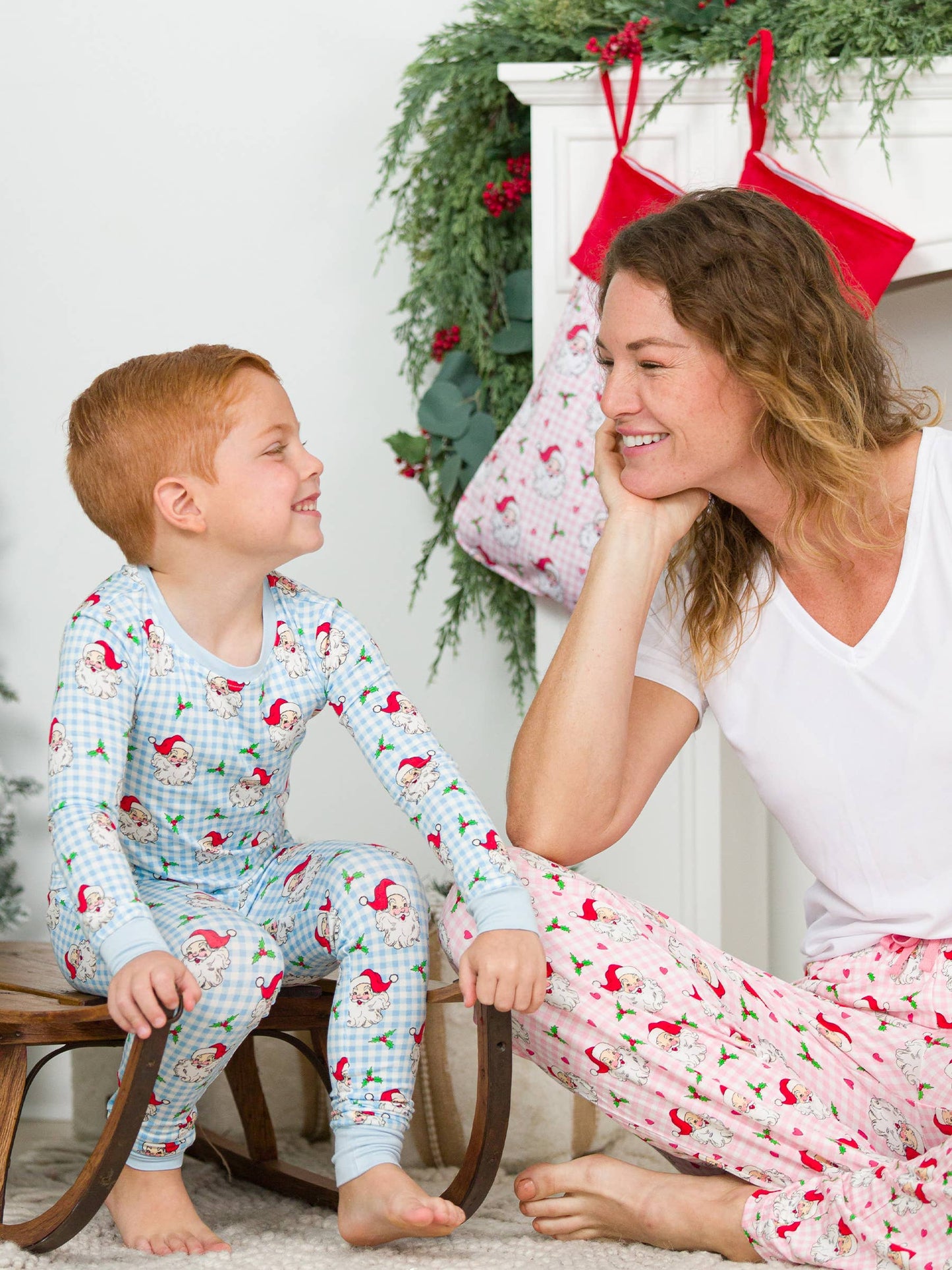 RuffleButts + RuggedButts - Boys Blue Dear Santa Bamboo Viscose Long Sleeve Pajama Set