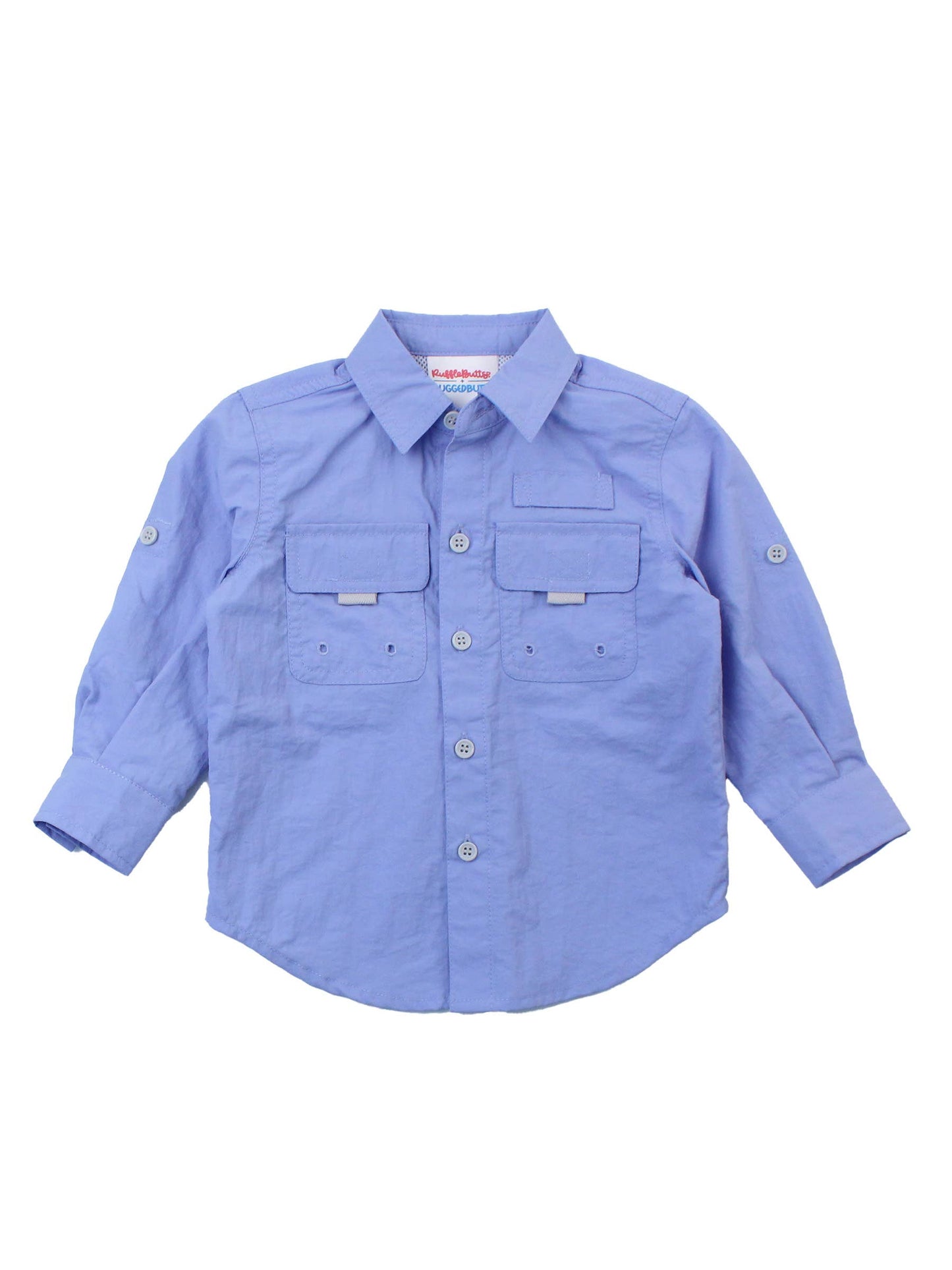 RuffleButts + RuggedButts - Boys Periwinkle Blue Sun Protective Button Down Shirt
