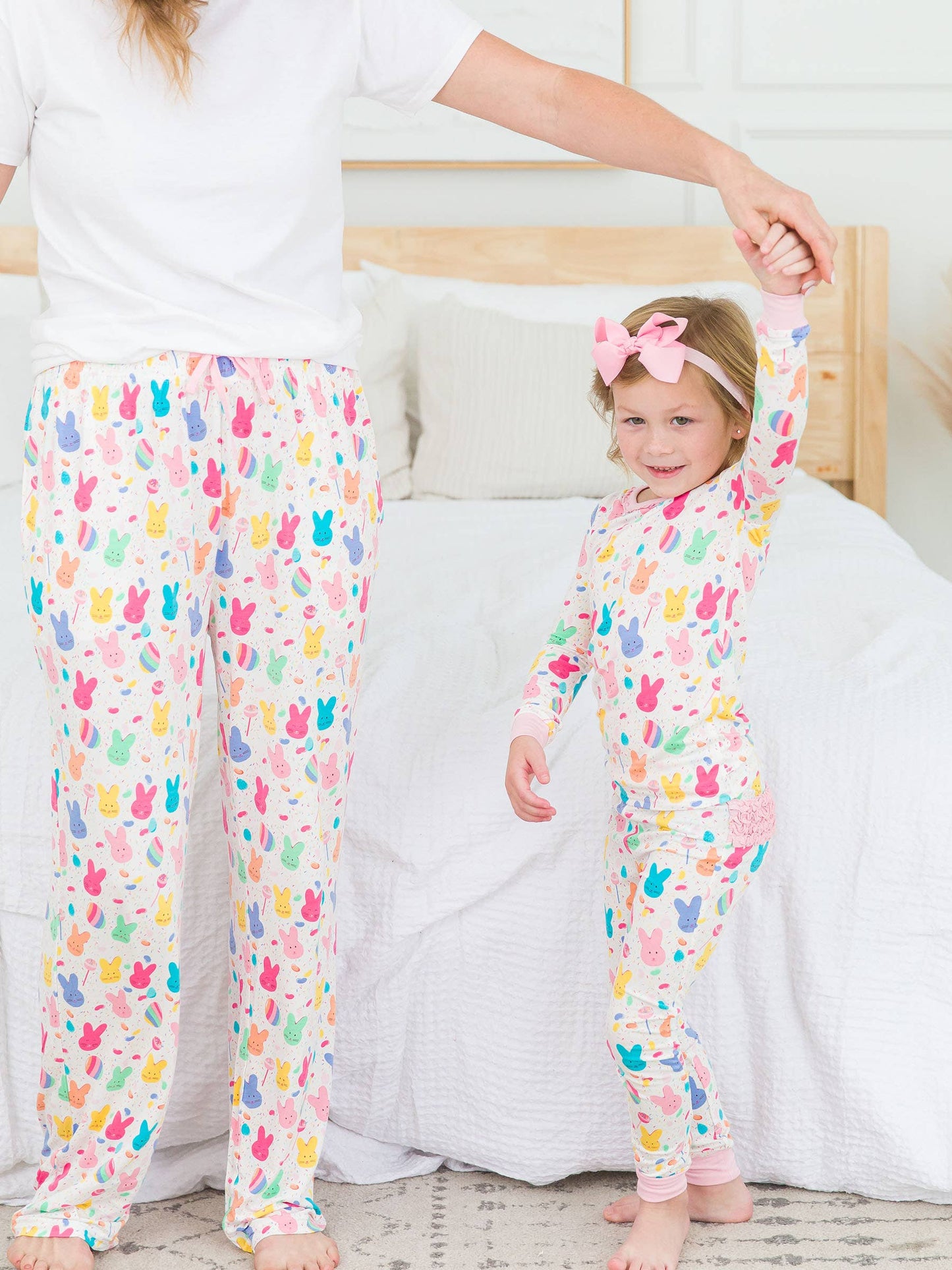 RuffleButts + RuggedButts - Toddler Girls Sugar Rush Bamboo Viscose Ruffle Long Sleeve Pajama Set