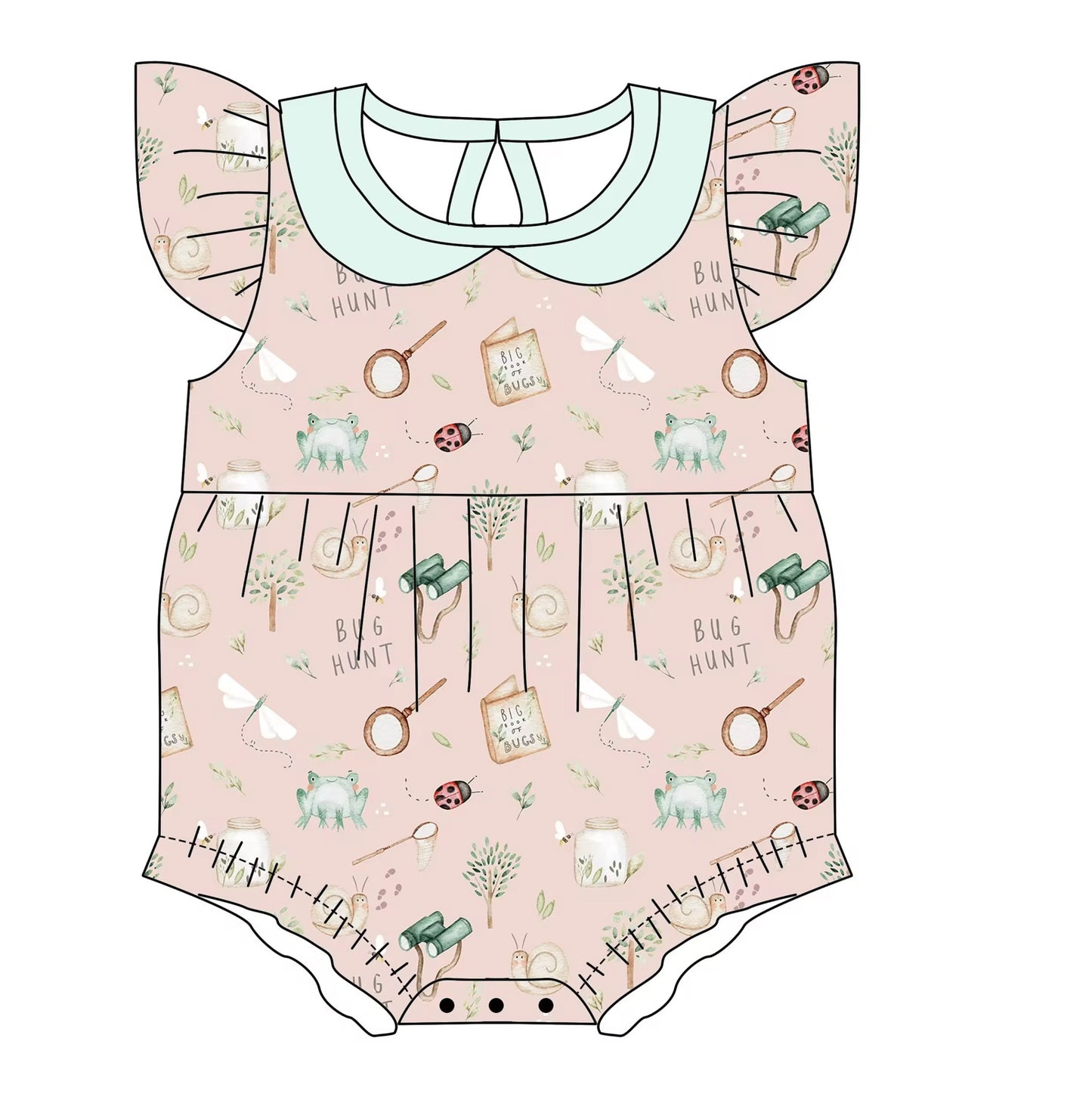 Max and Pippa - Bug Hunt Flutter Sleeve Onesie Bamboo | Cotton