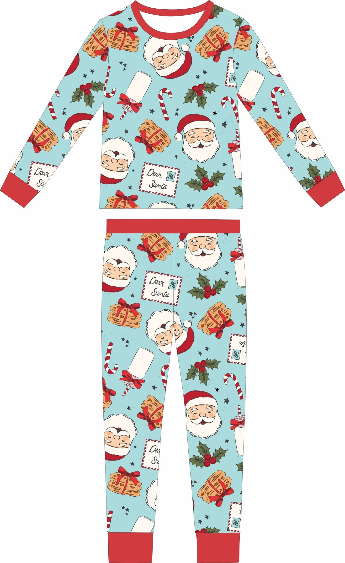 Max and Pippa - Milk and Cookies Blue Bamboo Two Piece Pajama Set by Max and Pippa