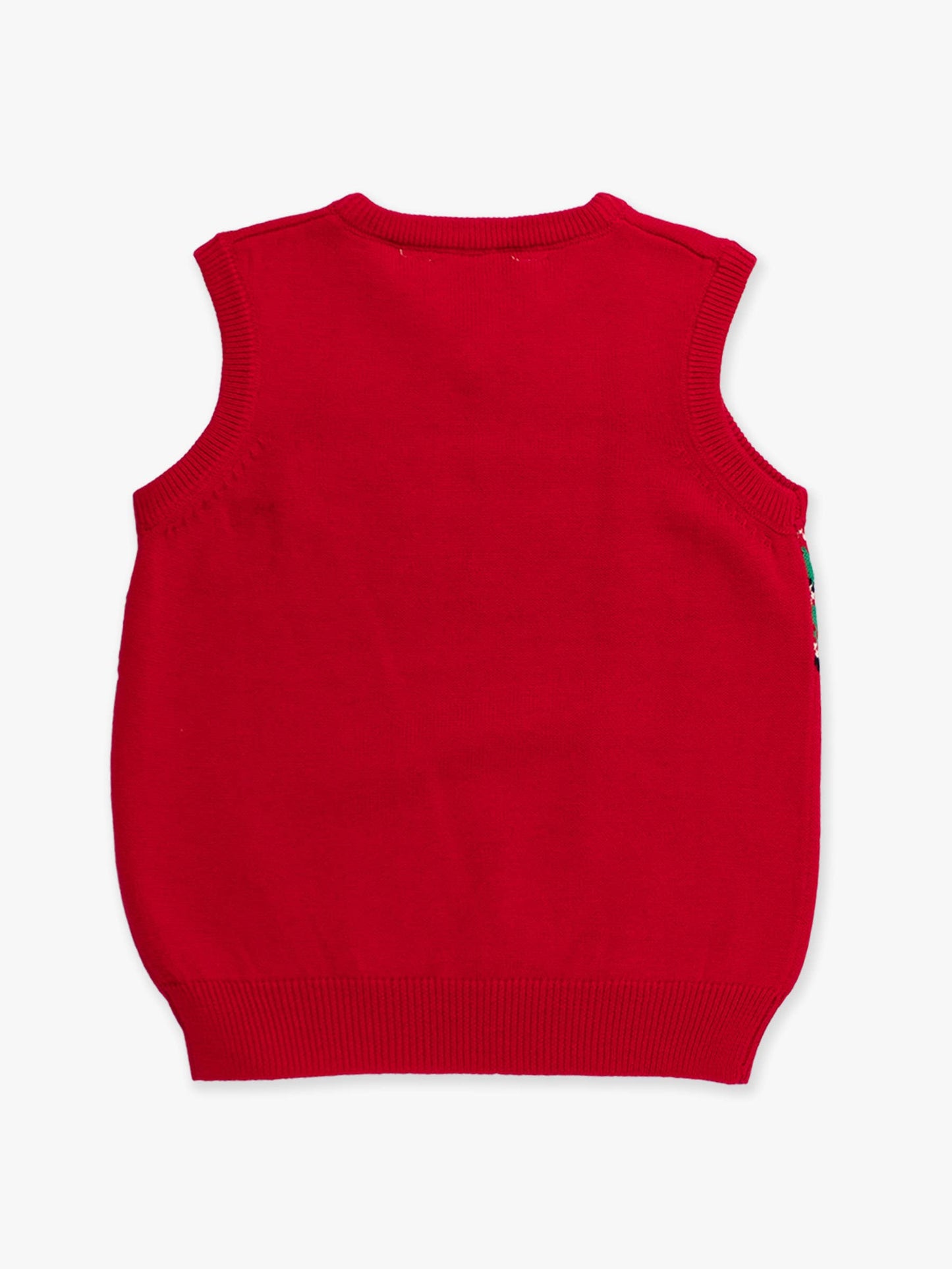 RuffleButts + RuggedButts - Boys Christmas Fair Isle Red V-Neck Sweater Vest