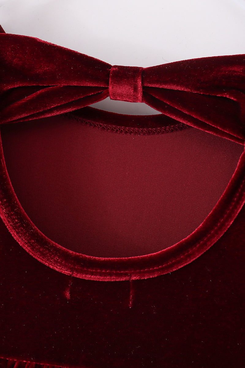 Abby and Evie - Premium Maroon Velvet Tiered ruffle Dress and Pants