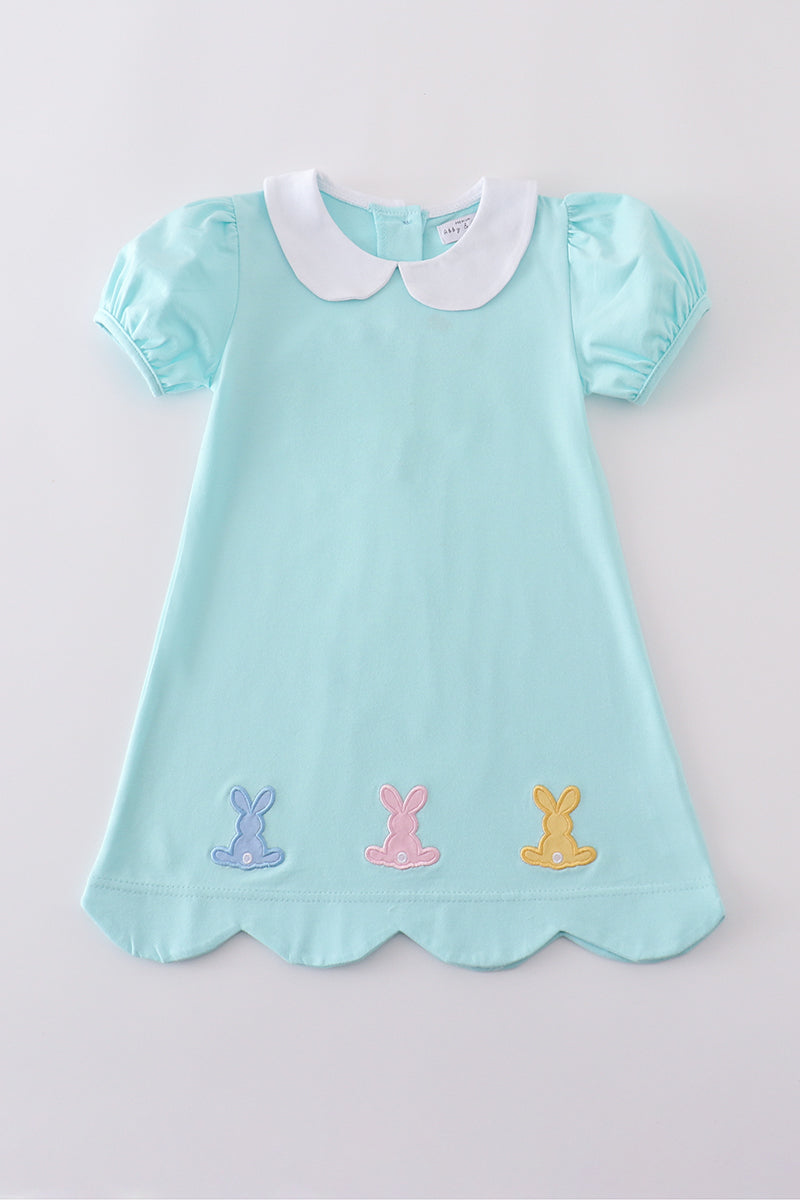 Abby & Evie - Premium Mint Bunny Embroidery Dress