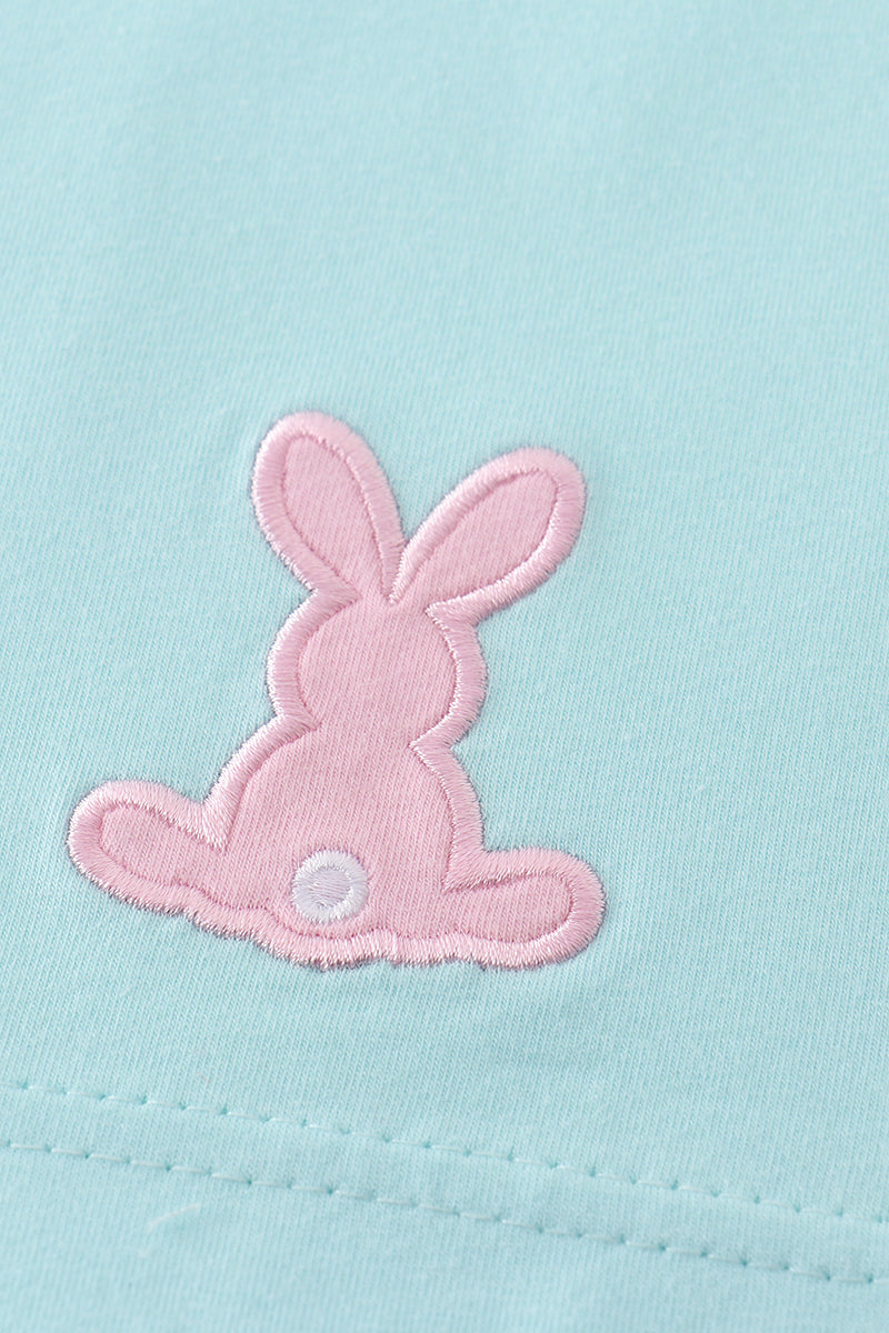 Abby & Evie - Premium Mint Bunny Embroidery Dress