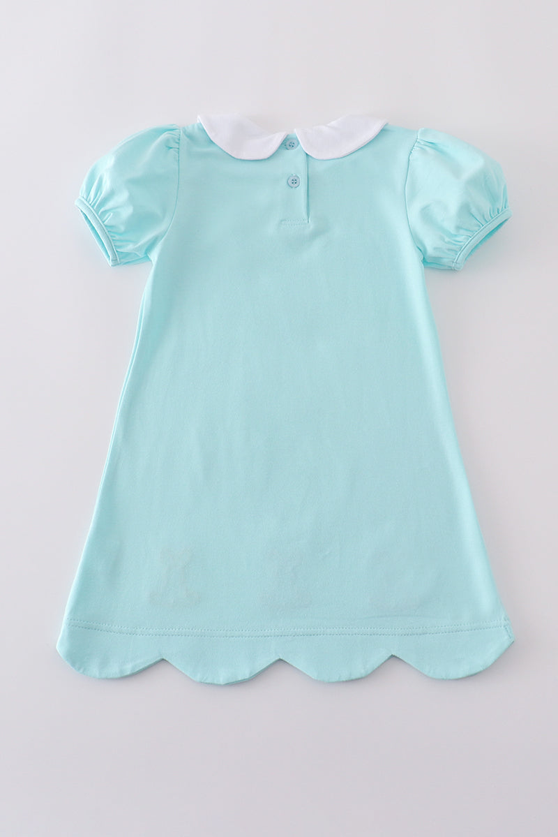 Abby & Evie - Premium Mint Bunny Embroidery Dress