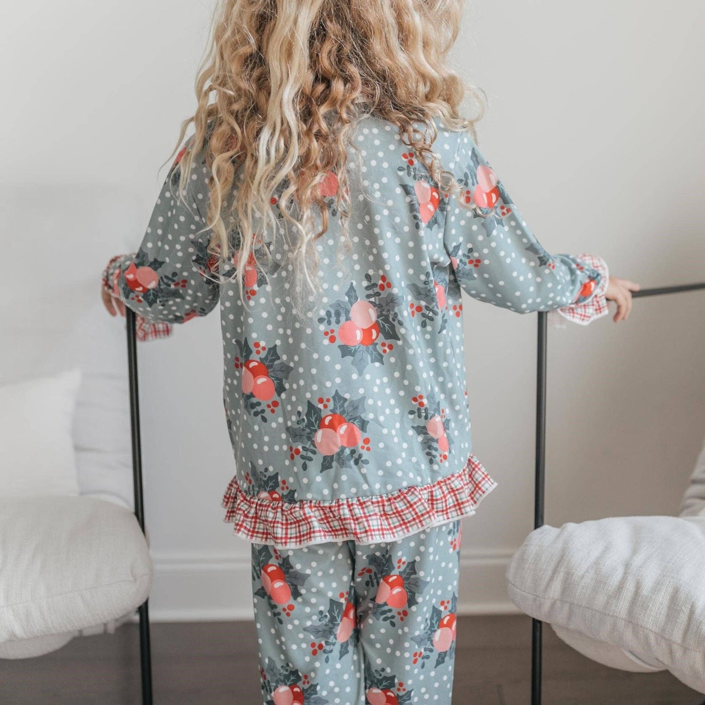 Adorable Sweetness - Kids Holly Berry Pocket Button Christmas Lounge Play Set