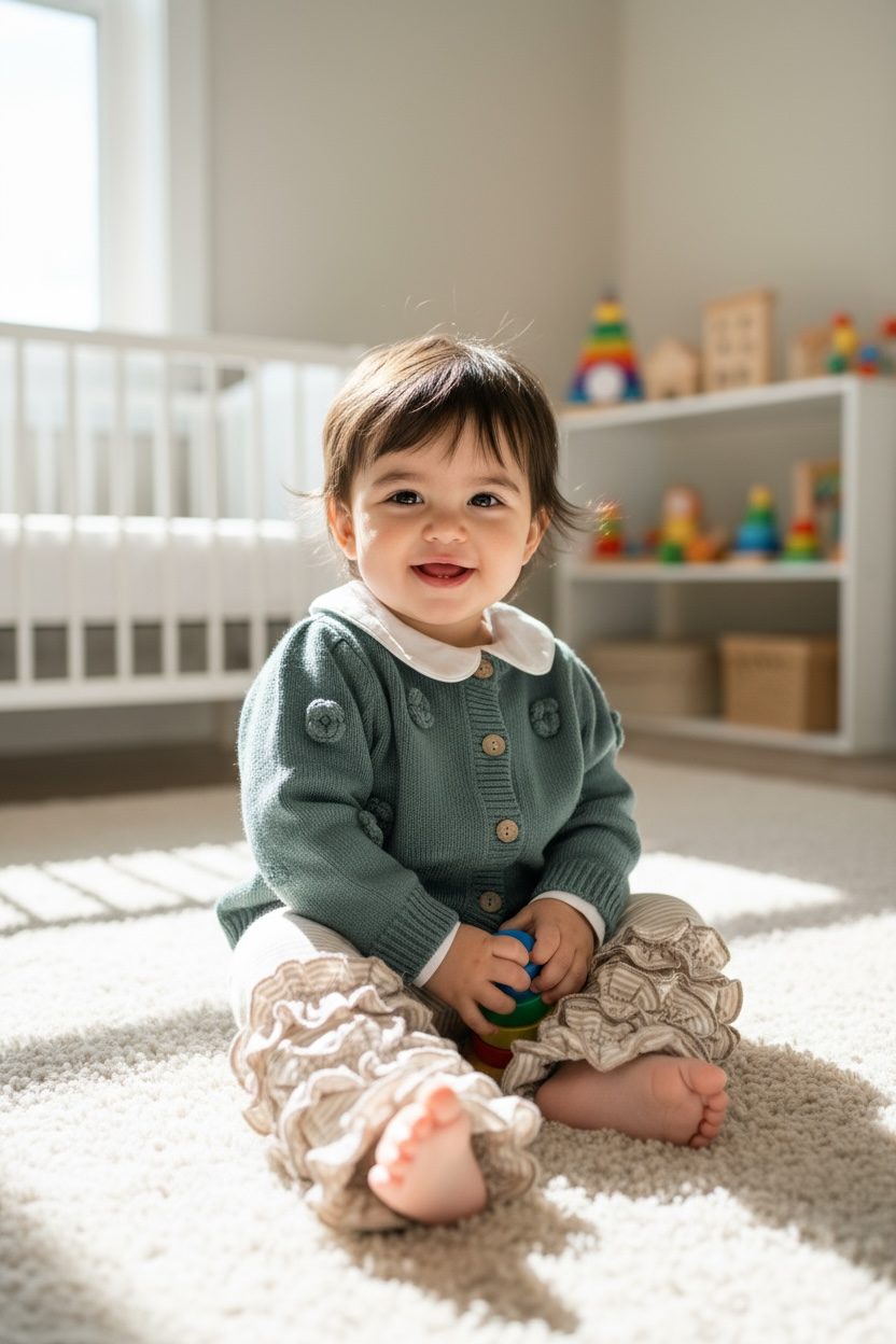 Max and Pippa - Peacock Blue Rosette Cardigan