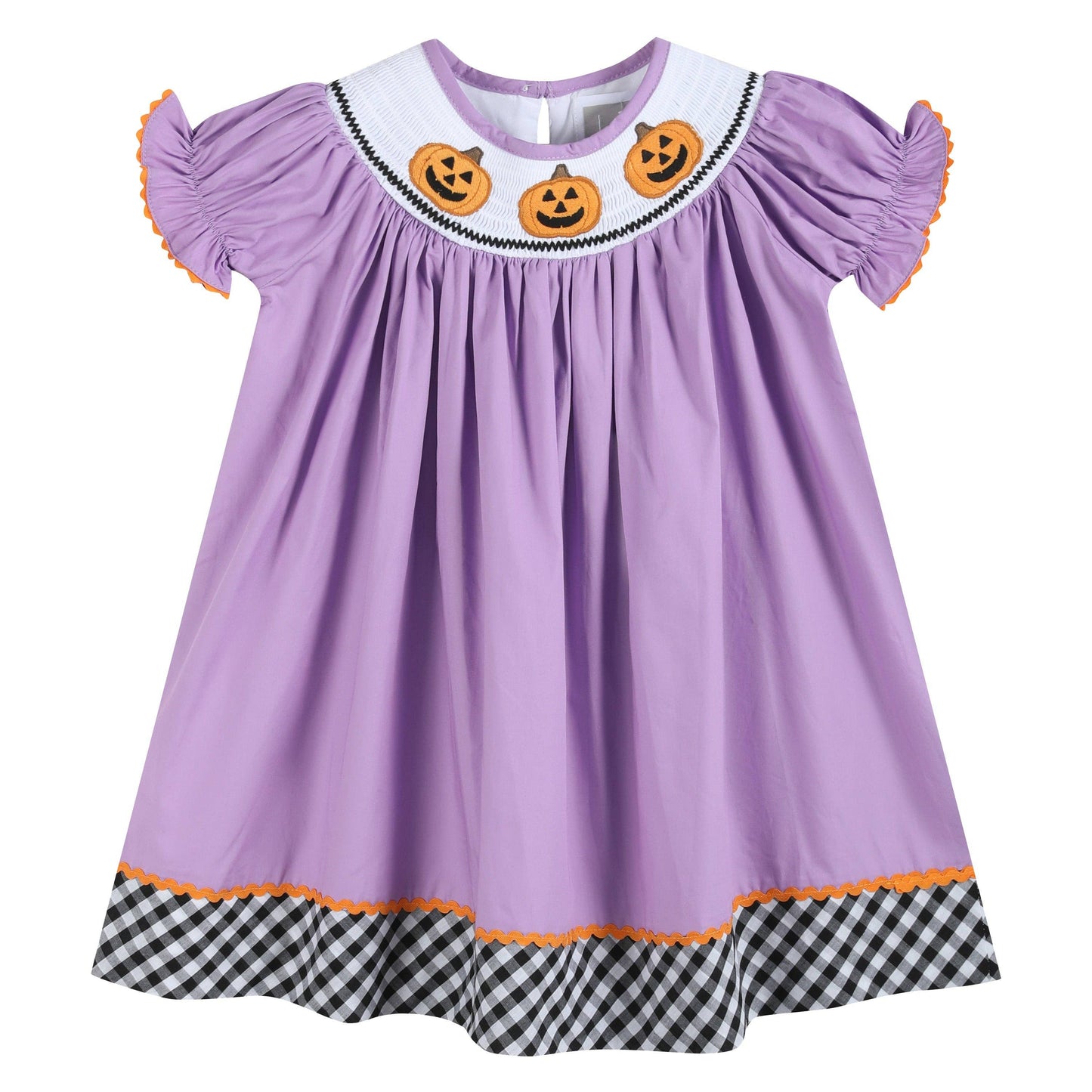 Lil Cactus - Purple Halloween Smocked Bishop Dress