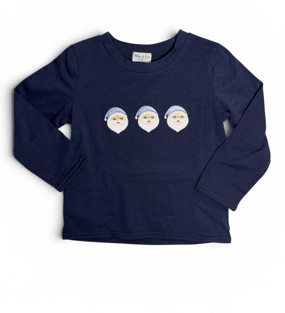 Abby & Evie - Blue Santa Claus Embroidery Shirt