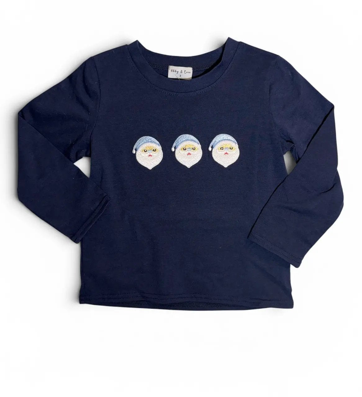 Abby & Evie - Blue Santa Claus Embroidery Shirt by Abby & Evie