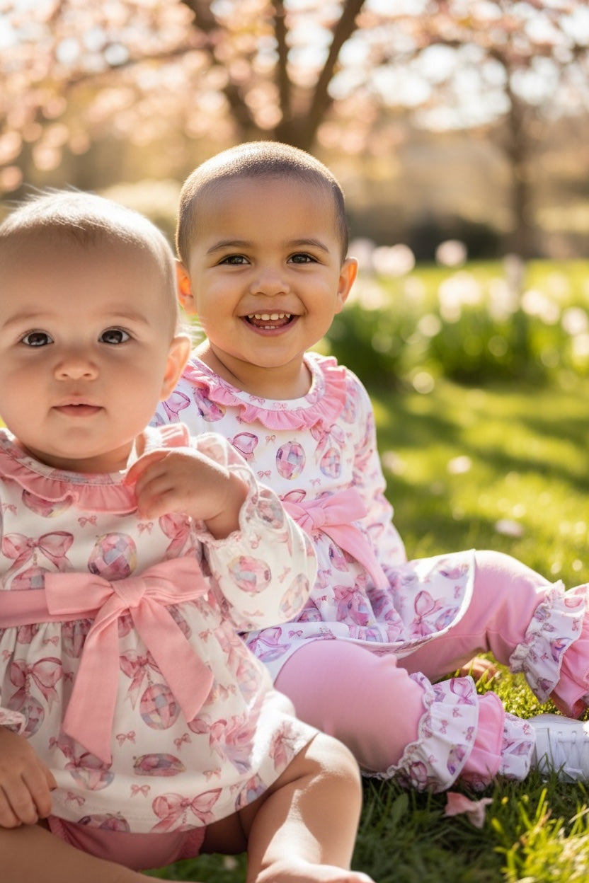 Max and Pippa - Bows and Disco Balls Two Piece Baby Set