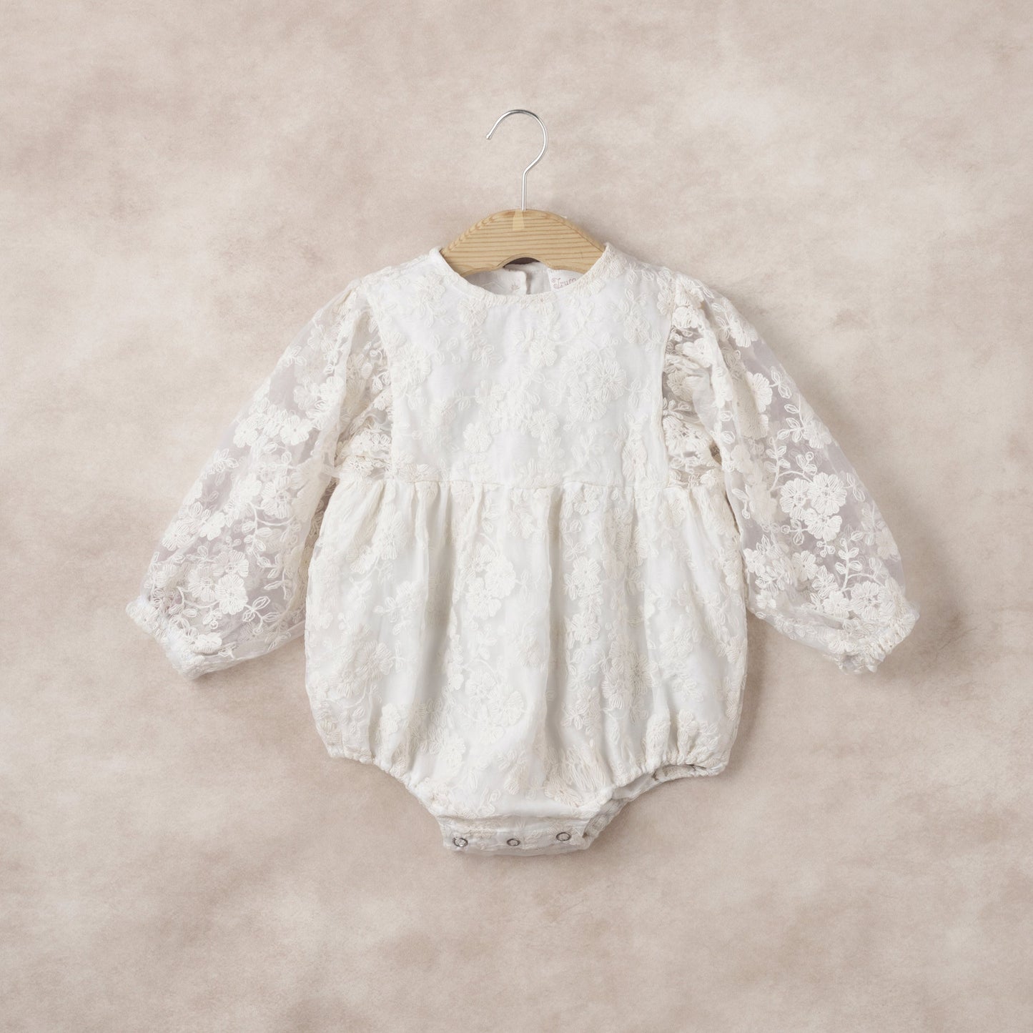 Ivory Lace Baby Romper –Embroidered Organza Special Occasion
