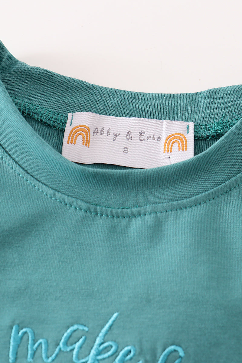 Abby & Evie - Green Happy Birthday Embroidery Boy Top