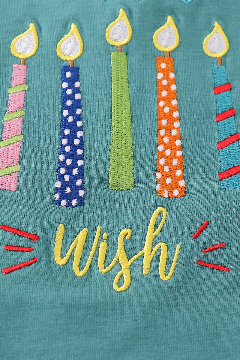 Abby & Evie - Green Happy Birthday Embroidery Boy Top