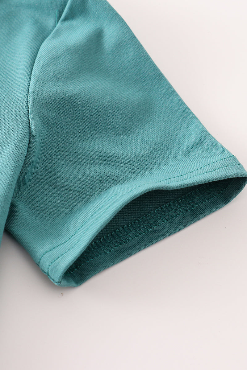 Abby & Evie - Green Happy Birthday Embroidery Boy Top