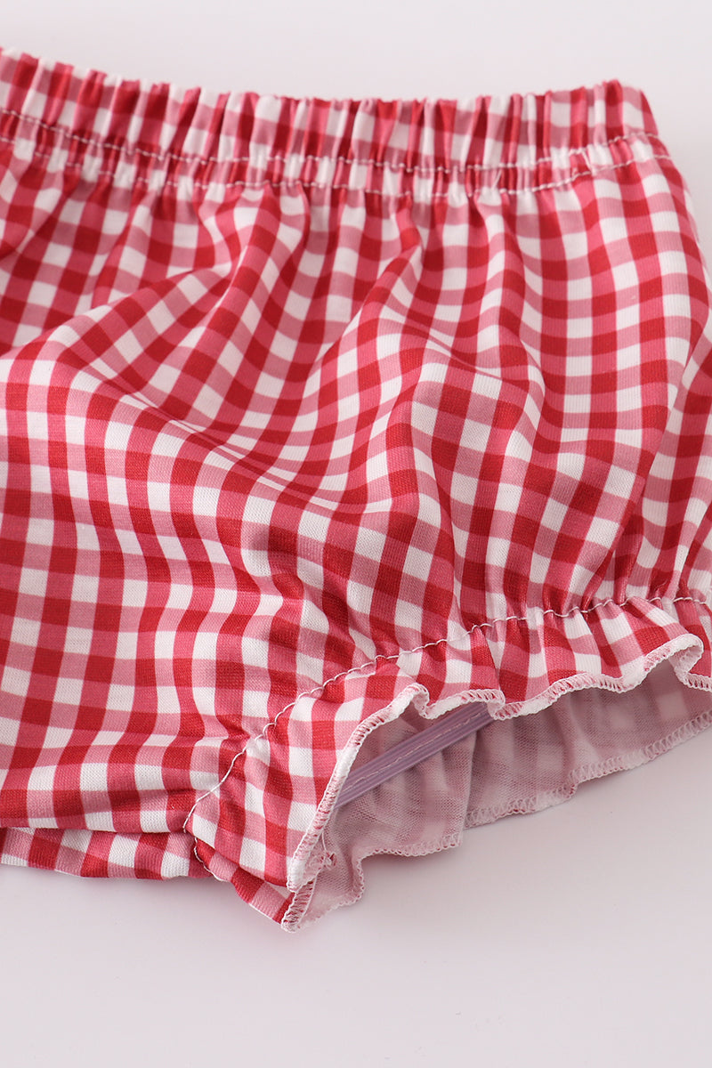 Abby & Evie - Red Dot Strawberry Applique Bloomer Set