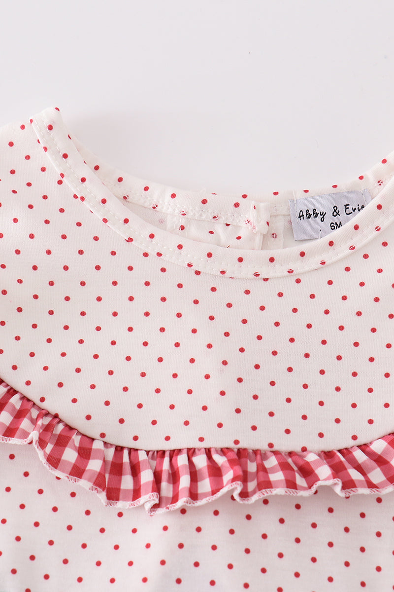 Abby & Evie - Red Dot Strawberry Applique Bloomer Set