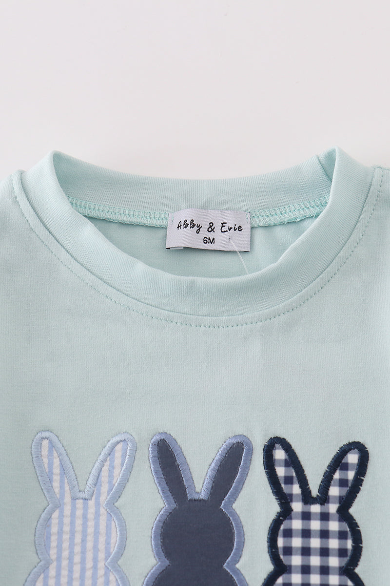 Abby & Evie - Blue Easter Bunny Applique Bubble