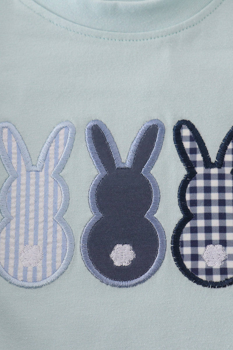 Abby & Evie - Blue Easter Bunny Applique Bubble