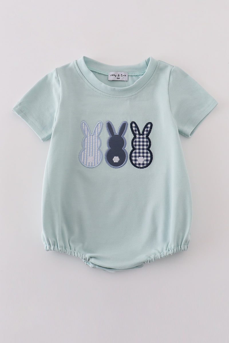 Abby & Evie - Blue Easter Bunny Applique Bubble