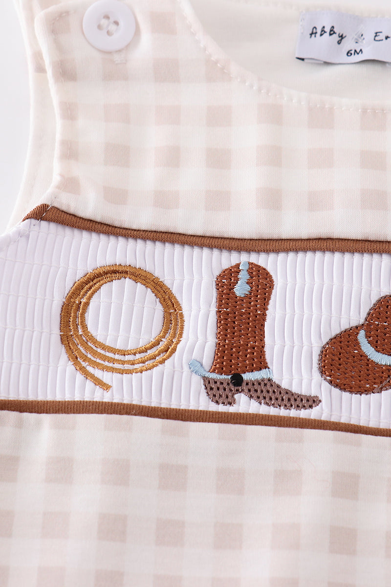 Abby & Evie - Brown Western Embroidery Smocked JonJon