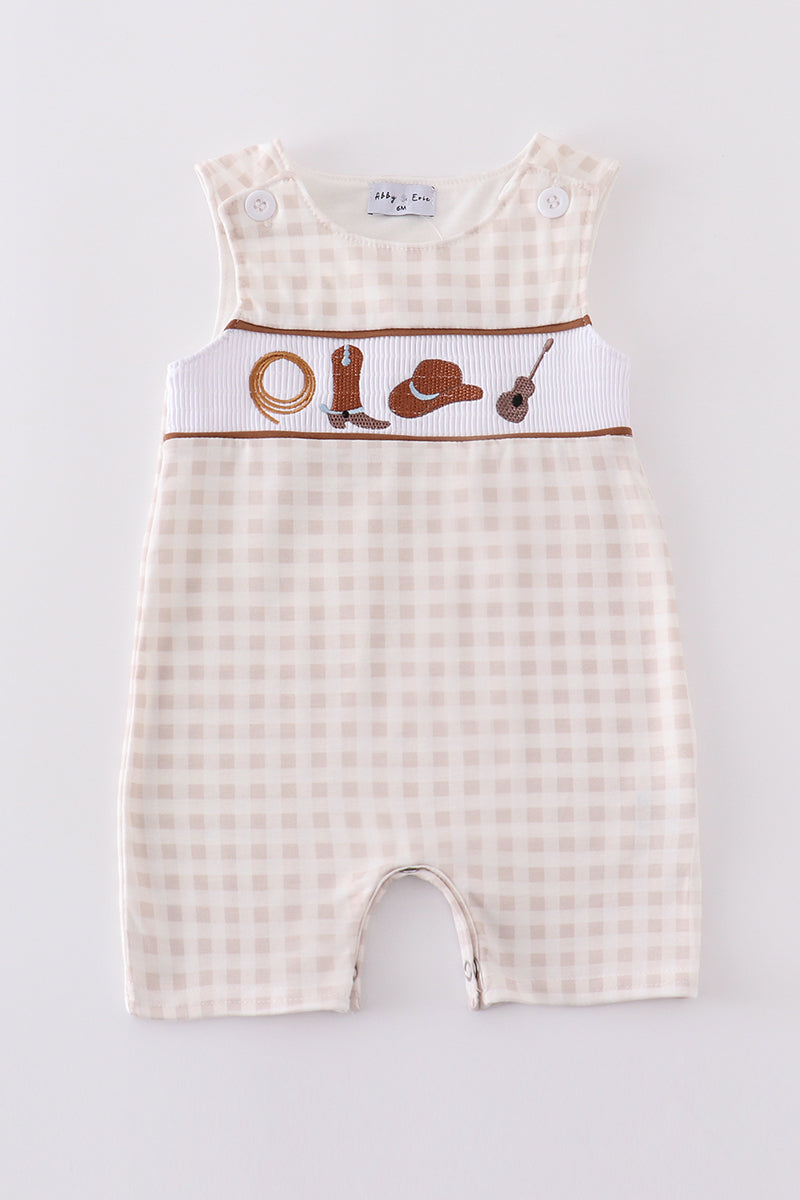 Abby & Evie - Brown Western Embroidery Smocked JonJon