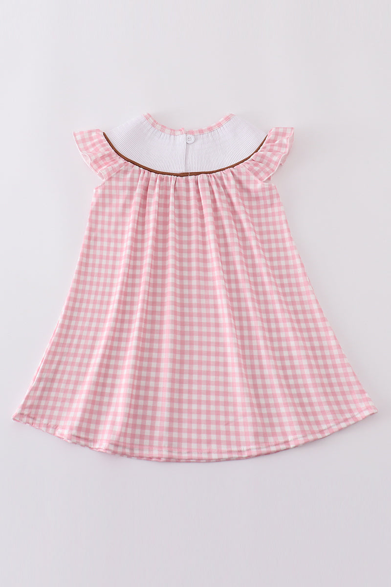 Abby & Evie - Pink Western Embroidery Smocked Dress