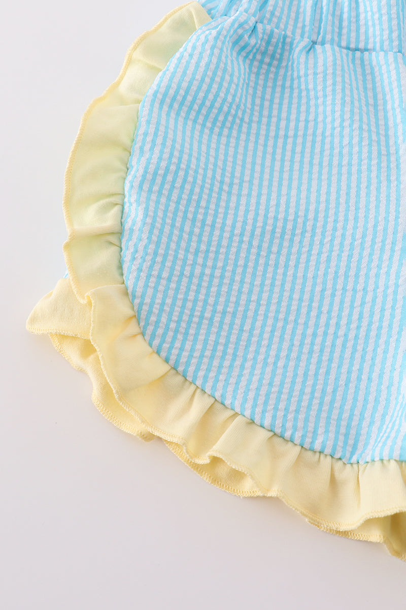Abby & Evie - Yellow Whale Applique Girl Set