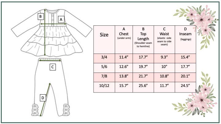 Adorable Sweetness - Girls Sand Floral 3 Tiered Fall Ruffle Button Legging Set