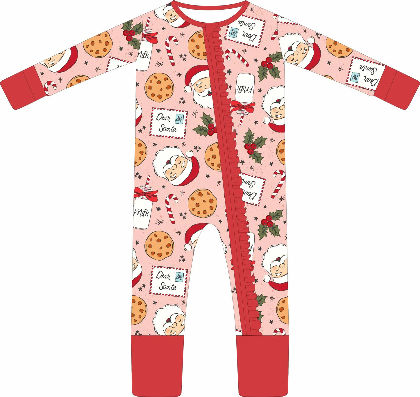 Max and Pippa - Milk and Cookies Pink Bamboo Zippie by Max and Pippa