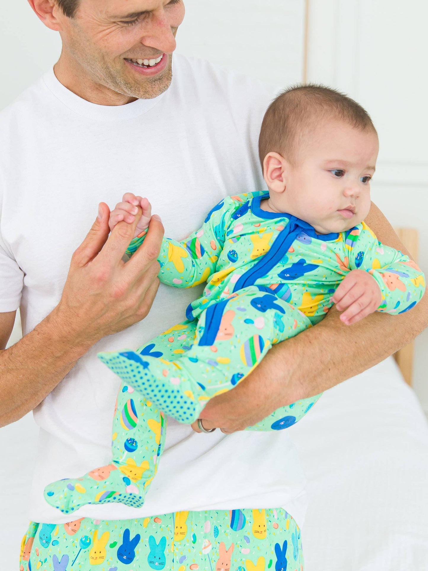 RuffleButts + RuggedButts - Baby Boys Green Sugar Rush Bamboo Viscose Footed One Piece Pajama