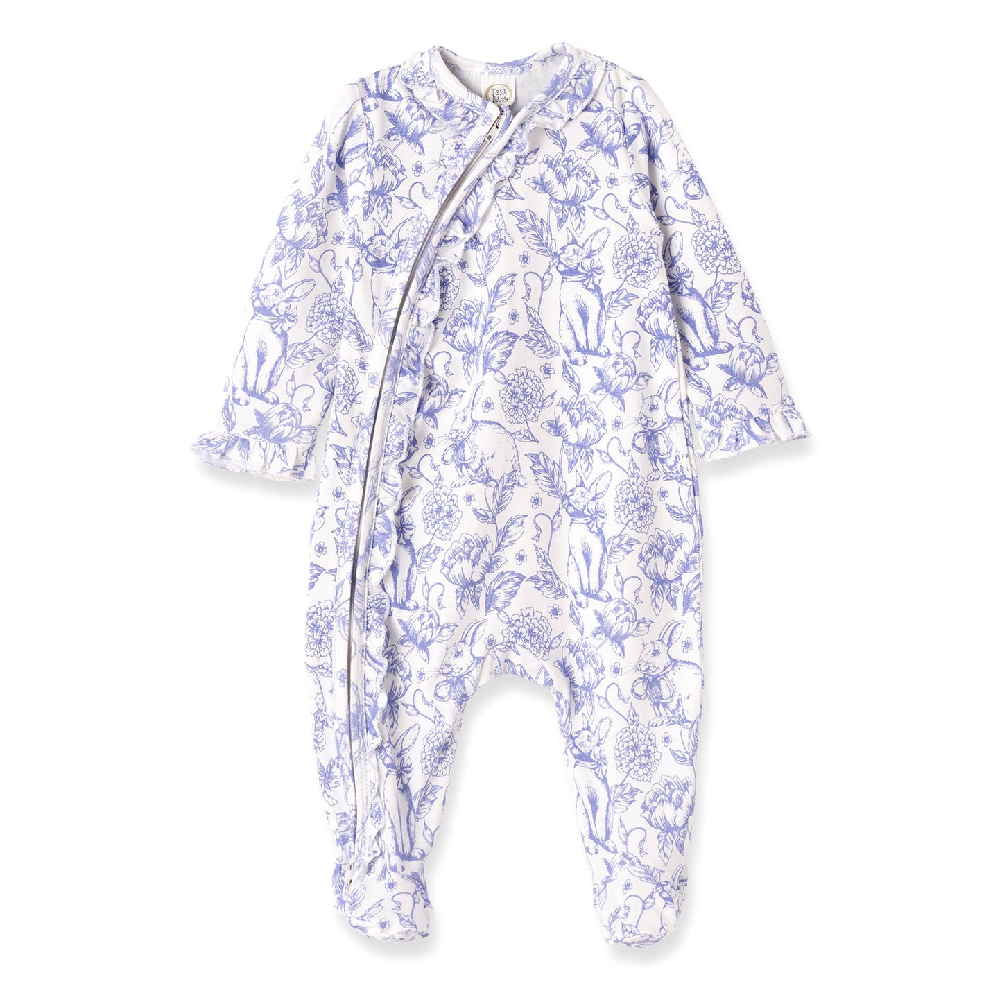 Tesa Babe - Easter Bunny Toile Bamboo Zipper Romper