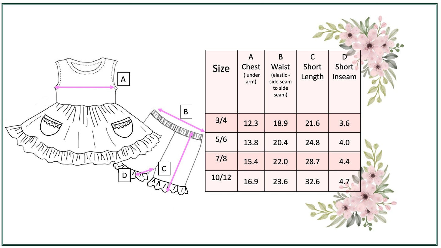 Adorable Sweetness - Girls Lavender Check & Pink Bow Pocket Ruffle Short Set