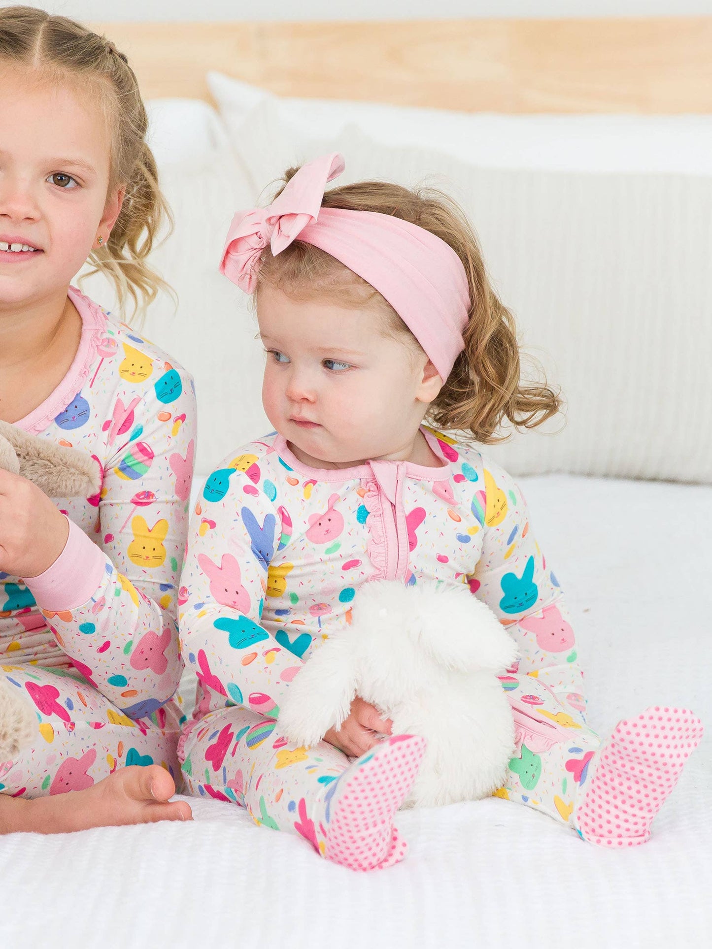 RuffleButts + RuggedButts - Baby Girls Sugar Rush Bamboo Viscose Footed Ruffle One Piece Pajama