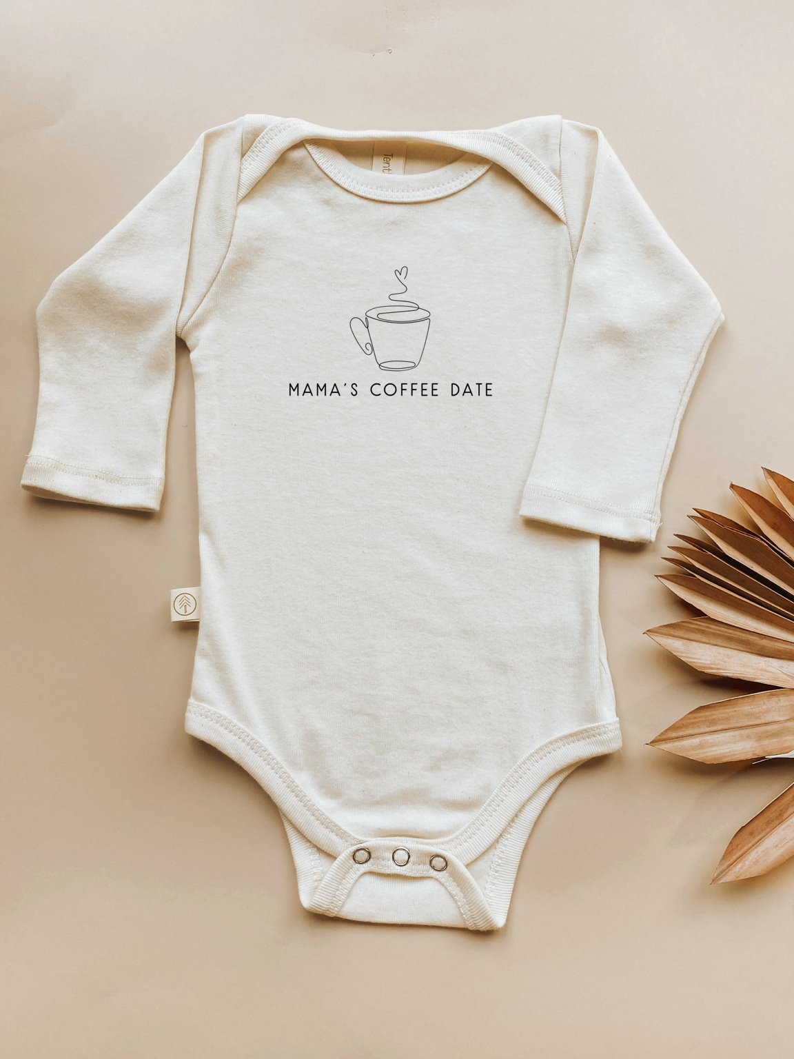 Mama's Coffee Date Organic Cotton Baby Bodysuit Long Sleeve
