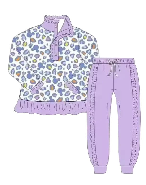 Mouse - Animal Print Ruffle Track Suit