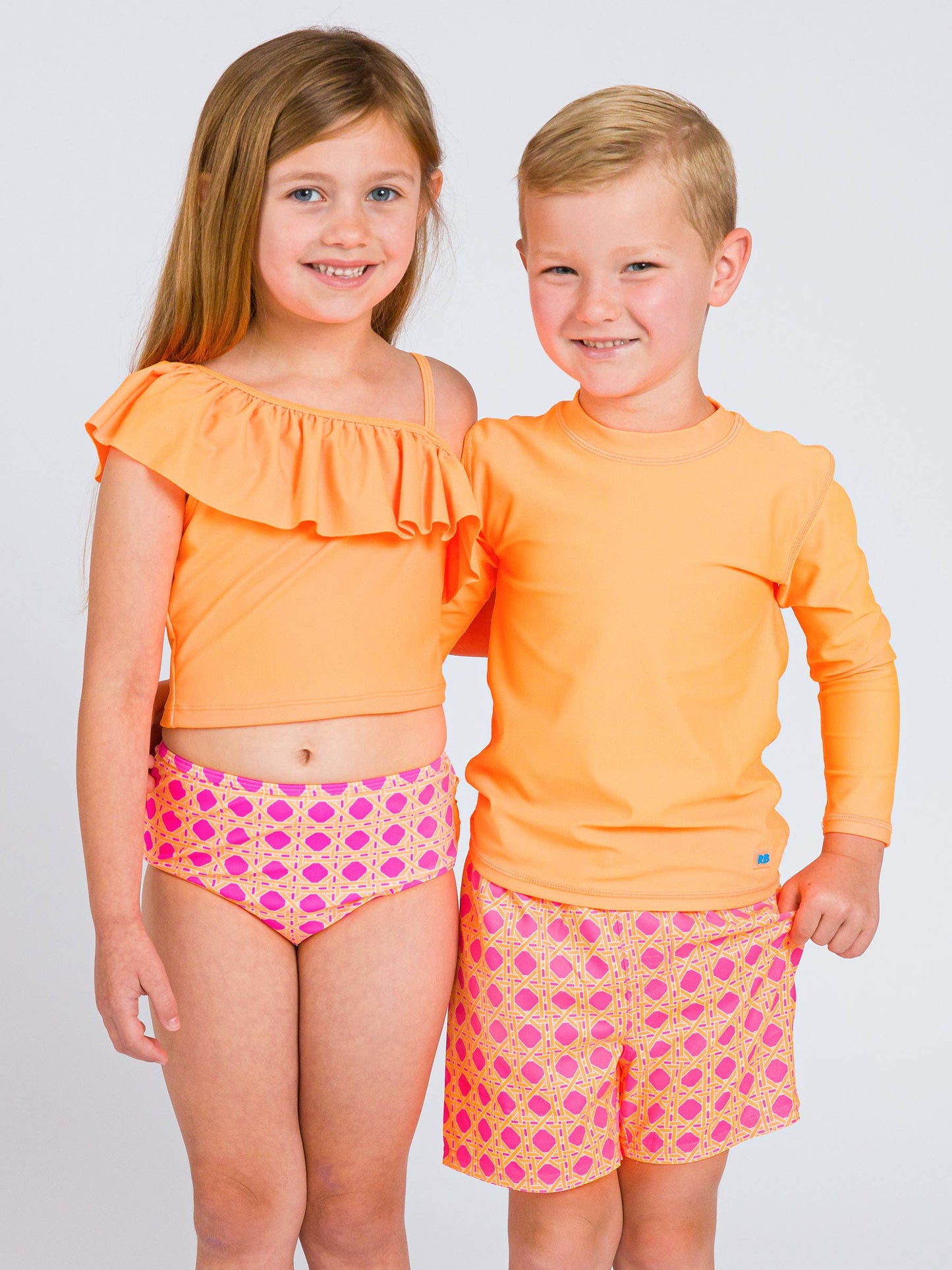 RuffleButts + RuggedButts - Boys Neon Sherbet Cane Swim Trunks