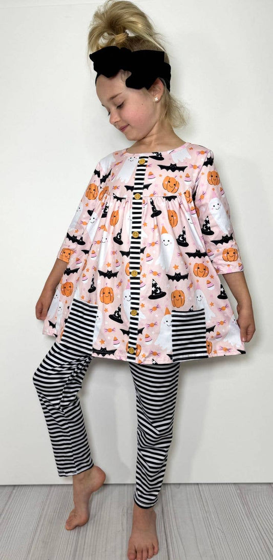 Clover Cottage - Halloween Stripes Girls Set