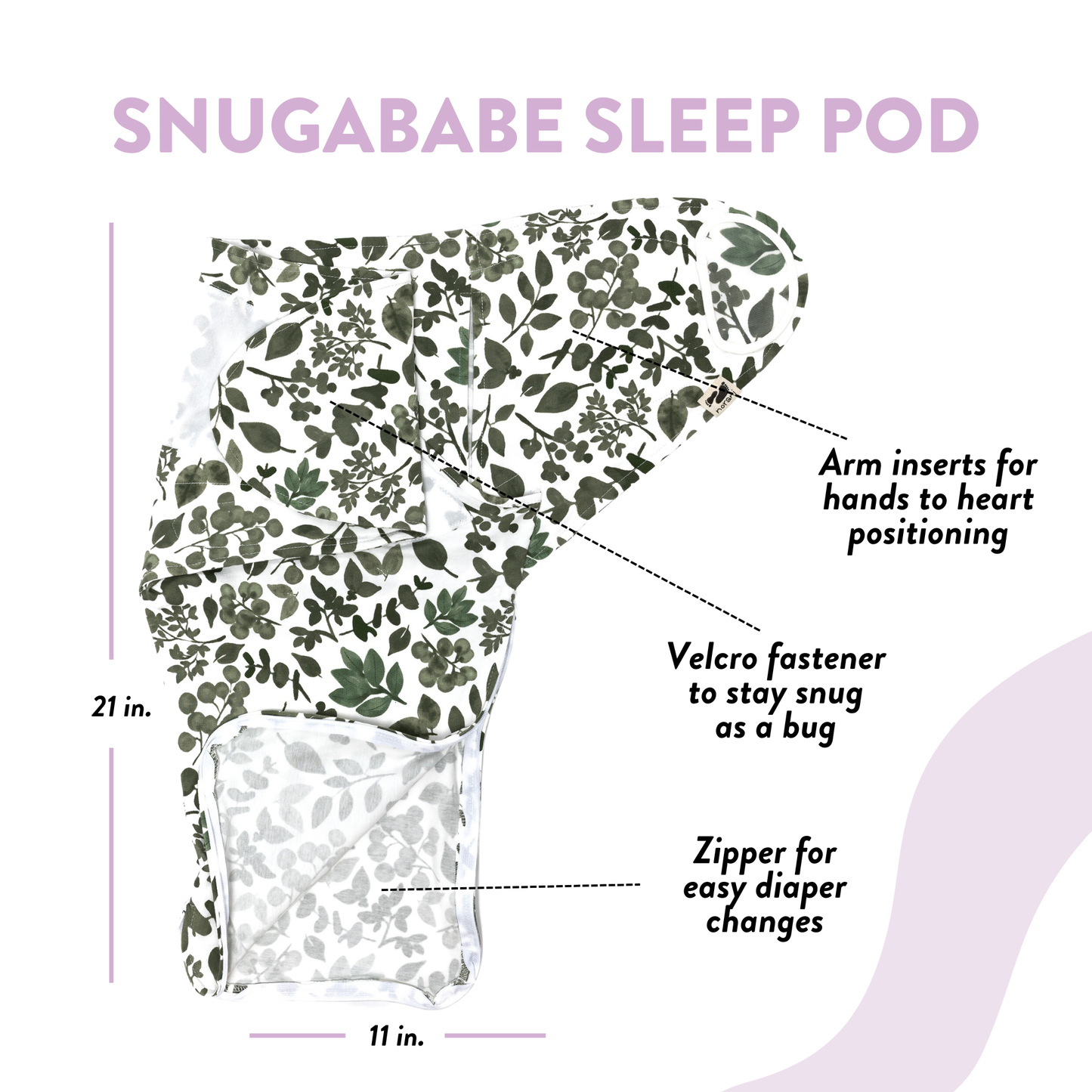 Norani Baby - Green Leaves Snugababe Swaddle™ Sleep Pod