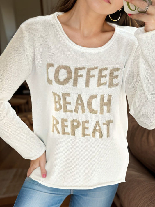 Letter Graphic Round Neck Long Sleeve Sweater