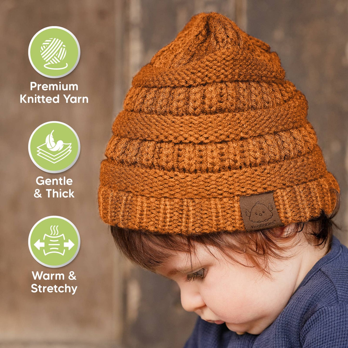 KeaBabies - KeaBabies 3-Pack Warmzy Baby Beanies (Mars, Medium) 6-36 Months