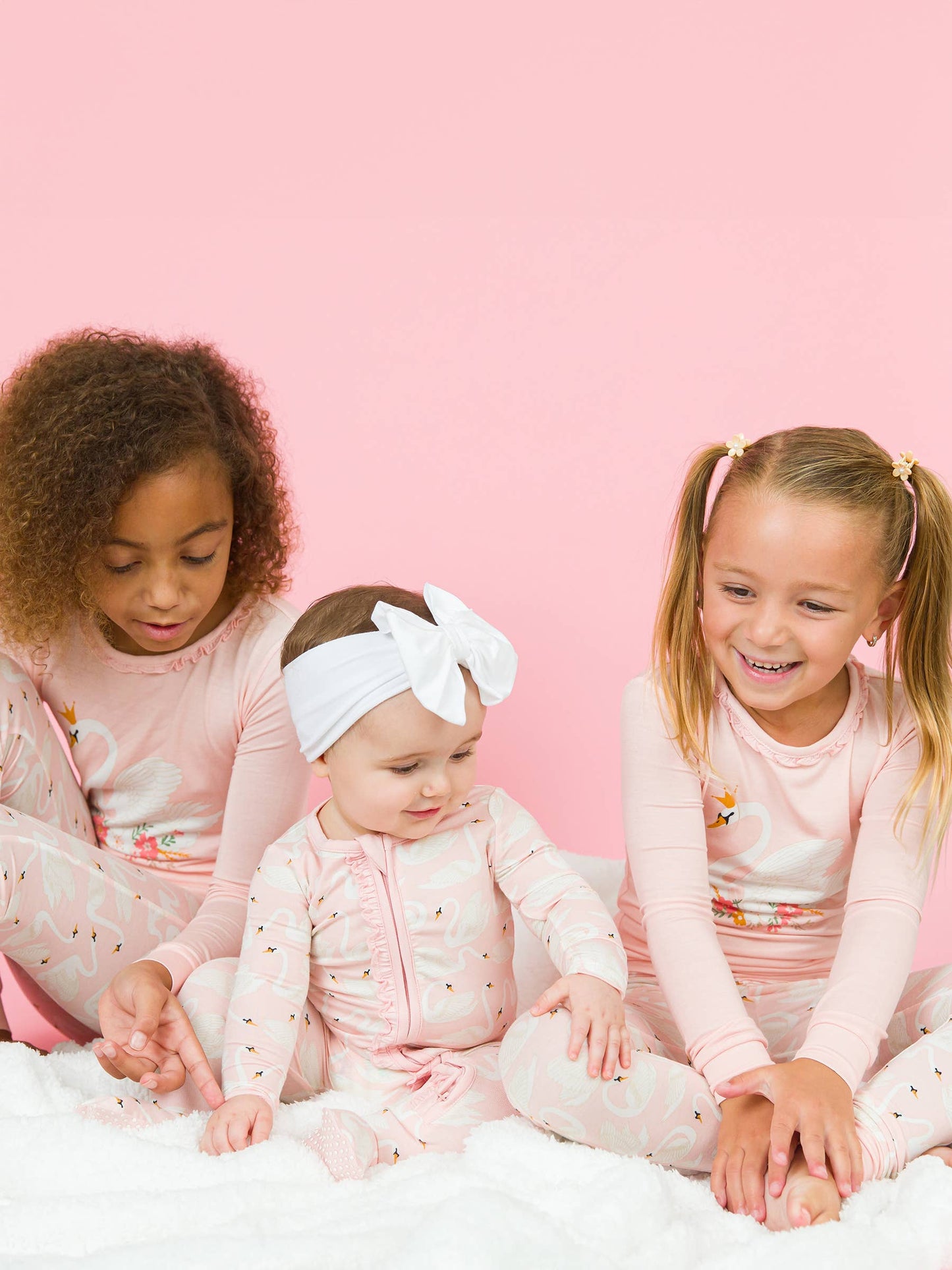 RuffleButts + RuggedButts - Toddler Girls Swan Lake Dream Bamboo Viscose Ruffle Long Sleeve Pajama Set