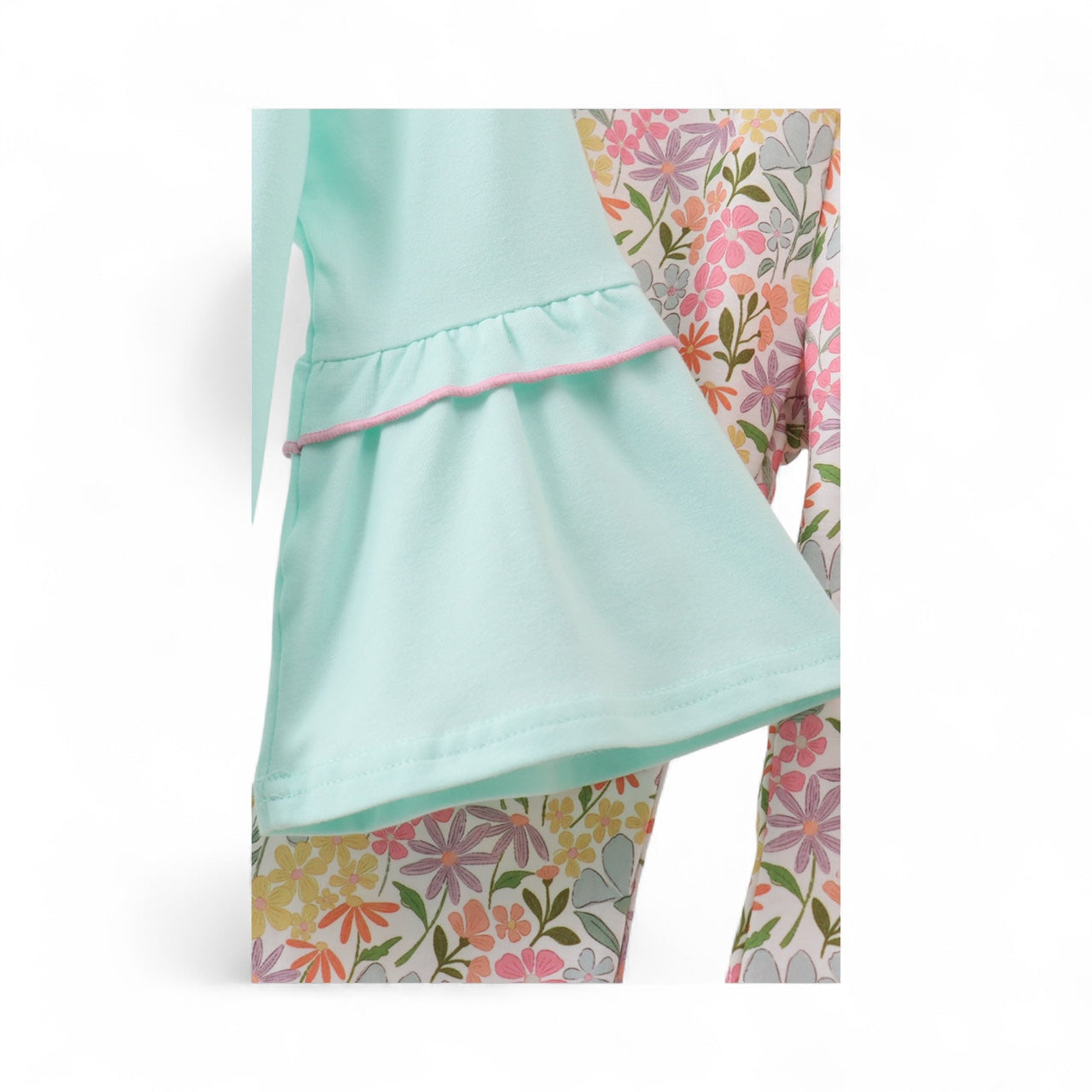 Max and Pippa - Blue Bow Floral Applique Two Piece Set