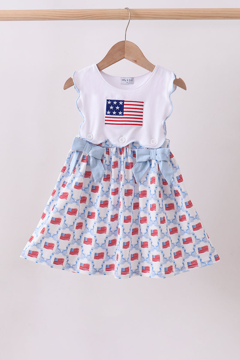 Blue Blow Embroidery Flag Dress - 4th of July