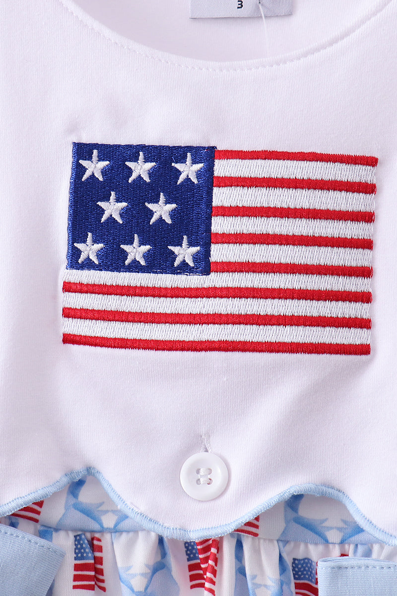 Blue Blow Embroidery Flag Dress - 4th of July